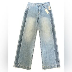 Habitual Wide Leg Jeans 10/30 Light Wash Contrast Side Stripe‎ High Rise Denim